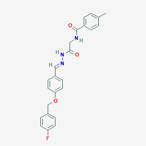 molecular formula C24H22FN3O3 B297622 N-[2-(2-{4-[(4-fluorobenzyl)oxy]benzylidene}hydrazino)-2-oxoethyl]-4-methylbenzamide 