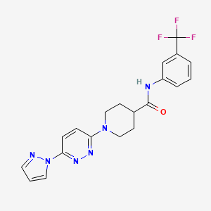 molecular formula C20H19F3N6O B2976221 1-(6-(1H-pyrazol-1-yl)pyridazin-3-yl)-N-(3-(trifluoromethyl)phenyl)piperidine-4-carboxamide CAS No. 1286714-67-7