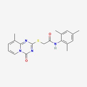 molecular formula C19H20N4O2S B2976222 N-mesityl-2-((9-methyl-4-oxo-4H-pyrido[1,2-a][1,3,5]triazin-2-yl)thio)acetamide CAS No. 896339-68-7