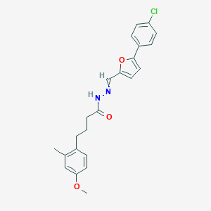 molecular formula C23H23ClN2O3 B297623 N'-{[5-(4-chlorophenyl)-2-furyl]methylene}-4-(4-methoxy-2-methylphenyl)butanohydrazide 