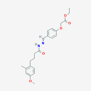 molecular formula C23H28N2O5 B297624 Ethyl (4-{2-[4-(4-methoxy-2-methylphenyl)butanoyl]carbohydrazonoyl}phenoxy)acetate 