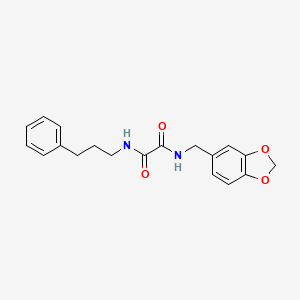 molecular formula C19H20N2O4 B2976243 N1-(benzo[d][1,3]dioxol-5-ylmethyl)-N2-(3-phenylpropyl)oxalamide CAS No. 941894-21-9