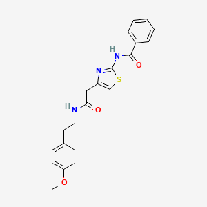 molecular formula C21H21N3O3S B2976248 N-(4-(2-((4-methoxyphenethyl)amino)-2-oxoethyl)thiazol-2-yl)benzamide CAS No. 941947-29-1