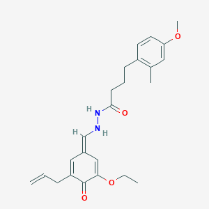 molecular formula C24H30N2O4 B297625 N'-[(Z)-(3-ethoxy-4-oxo-5-prop-2-enylcyclohexa-2,5-dien-1-ylidene)methyl]-4-(4-methoxy-2-methylphenyl)butanehydrazide 