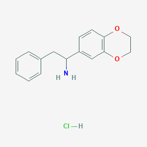 molecular formula C16H18ClNO2 B2976255 1-(2,3-Dihydro-benzo[1,4]dioxin-6-YL)-2-phenyl-ethylamine hydrochloride CAS No. 212714-12-0