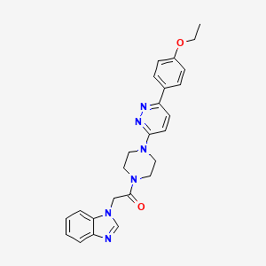 molecular formula C25H26N6O2 B2976259 2-(1H-benzo[d]imidazol-1-yl)-1-(4-(6-(4-ethoxyphenyl)pyridazin-3-yl)piperazin-1-yl)ethanone CAS No. 1207040-45-6