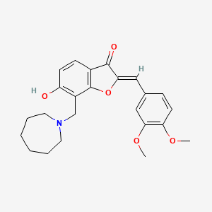 molecular formula C24H27NO5 B2976261 (Z)-7-(氮杂环戊-1-基甲基)-2-(3,4-二甲氧基苄叉亚甲基)-6-羟基苯并呋喃-3(2H)-酮 CAS No. 893349-94-5
