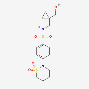 molecular formula C15H22N2O5S2 B2976262 4-(1,1-dioxido-1,2-thiazinan-2-yl)-N-((1-(hydroxymethyl)cyclopropyl)methyl)benzenesulfonamide CAS No. 1396865-52-3