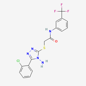 molecular formula C17H13ClF3N5OS B2976263 2-{[4-amino-5-(2-chlorophenyl)-4H-1,2,4-triazol-3-yl]sulfanyl}-N-[3-(trifluoromethyl)phenyl]acetamide CAS No. 577696-51-6