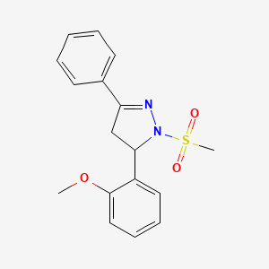 molecular formula C17H18N2O3S B2976267 3-(2-Methoxyphenyl)-2-methylsulfonyl-5-phenyl-3,4-dihydropyrazole CAS No. 684227-88-1