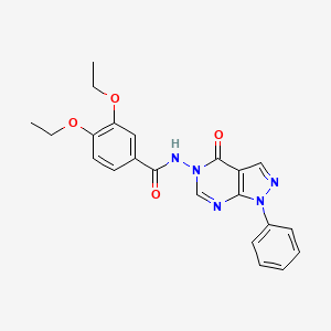 molecular formula C22H21N5O4 B2976269 3,4-diethoxy-N-(4-oxo-1-phenyl-1H-pyrazolo[3,4-d]pyrimidin-5(4H)-yl)benzamide CAS No. 899996-24-8