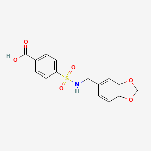 molecular formula C15H13NO6S B2976270 4-(1,3-Benzodioxol-5-ylmethylsulfamoyl)benzoic acid CAS No. 321979-22-0