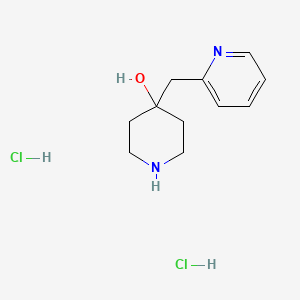 molecular formula C11H18Cl2N2O B2976280 4-(吡啶-2-基甲基)哌啶-4-醇二盐酸盐 CAS No. 1246633-15-7