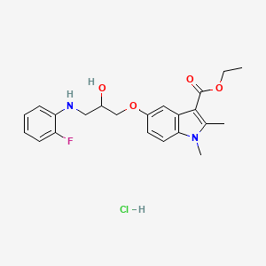 molecular formula C22H26ClFN2O4 B2976282 盐酸5-(3-((2-氟苯基)氨基)-2-羟基丙氧基)-1,2-二甲基-1H-吲哚-3-甲酸乙酯 CAS No. 1216843-18-3
