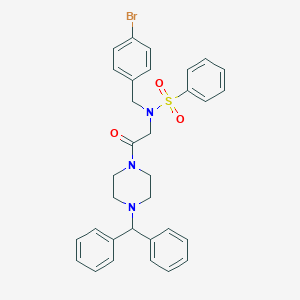 molecular formula C32H32BrN3O3S B297629 N-[2-(4-benzhydryl-1-piperazinyl)-2-oxoethyl]-N-(4-bromobenzyl)benzenesulfonamide 