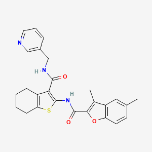 molecular formula C26H25N3O3S B2976292 3,5-dimethyl-N-(3-((pyridin-3-ylmethyl)carbamoyl)-4,5,6,7-tetrahydrobenzo[b]thiophen-2-yl)benzofuran-2-carboxamide CAS No. 620586-33-6