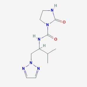molecular formula C11H18N6O2 B2976294 N-(3-甲基-1-(2H-1,2,3-三唑-2-基)丁-2-基)-2-氧代咪唑烷-1-甲酰胺 CAS No. 2034561-57-2
