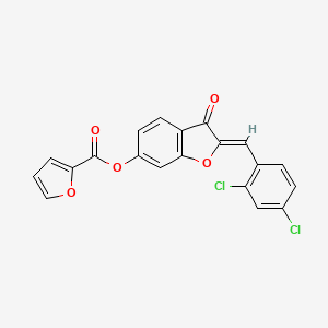 molecular formula C20H10Cl2O5 B2976295 (Z)-2-(2,4-dichlorobenzylidene)-3-oxo-2,3-dihydrobenzofuran-6-yl furan-2-carboxylate CAS No. 848671-86-3