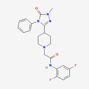 molecular formula C22H23F2N5O2 B2976296 N-(2,5-二氟苯基)-2-(4-(1-甲基-5-氧代-4-苯基-4,5-二氢-1H-1,2,4-三唑-3-基)哌啶-1-基)乙酰胺 CAS No. 1396707-58-6