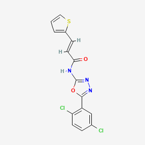 molecular formula C15H9Cl2N3O2S B2976301 (E)-N-(5-(2,5-dichlorophenyl)-1,3,4-oxadiazol-2-yl)-3-(thiophen-2-yl)acrylamide CAS No. 891136-14-4