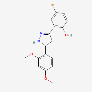 molecular formula C17H17BrN2O3 B2976310 4-bromo-2-[5-(2,4-dimethoxyphenyl)-4,5-dihydro-1H-pyrazol-3-yl]phenol CAS No. 578722-28-8