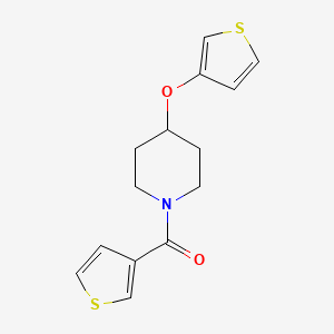 molecular formula C14H15NO2S2 B2976312 Thiophen-3-yl(4-(thiophen-3-yloxy)piperidin-1-yl)methanone CAS No. 2034428-55-0