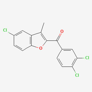 molecular formula C16H9Cl3O2 B2976314 （5-氯-3-甲基-1-苯并呋喃-2-基）（3,4-二氯苯基）甲酮 CAS No. 303145-31-5