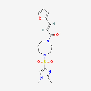 molecular formula C17H22N4O4S B2976316 (E)-1-(4-((1,2-dimethyl-1H-imidazol-4-yl)sulfonyl)-1,4-diazepan-1-yl)-3-(furan-2-yl)prop-2-en-1-one CAS No. 1904632-99-0