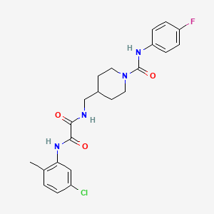 molecular formula C22H24ClFN4O3 B2976323 N1-(5-氯-2-甲基苯基)-N2-((1-((4-氟苯基)氨基羰基)哌啶-4-基)甲基)草酰胺 CAS No. 1235305-11-9