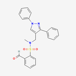 molecular formula C24H21N3O3S B2976324 N-[(1,3-二苯基吡唑-4-基)甲基]-2-甲酰基-N-甲基苯磺酰胺 CAS No. 1252369-40-6