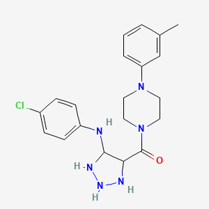 molecular formula C20H21ClN6O B2976325 N-(4-chlorophenyl)-4-[4-(3-methylphenyl)piperazine-1-carbonyl]-1H-1,2,3-triazol-5-amine CAS No. 1291864-56-6