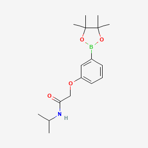 molecular formula C17H26BNO4 B2976329 N-异丙基-2-(3-(4,4,5,5-四甲基-1,3,2-二氧硼杂环戊-2-基)苯氧基)乙酰胺 CAS No. 1595290-47-3