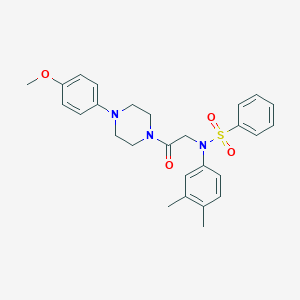 molecular formula C27H31N3O4S B297633 N-(3,4-dimethylphenyl)-N-{2-[4-(4-methoxyphenyl)piperazin-1-yl]-2-oxoethyl}benzenesulfonamide 