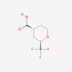 molecular formula C7H9F3O3 B2976333 rac-(2R,4S)-2-(trifluoromethyl)oxane-4-carboxylic acid, cis CAS No. 1989638-06-3