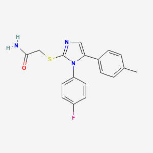 molecular formula C18H16FN3OS B2976334 2-((1-(4-氟苯基)-5-(对甲苯基)-1H-咪唑-2-基)硫代)乙酰胺 CAS No. 1207034-55-6