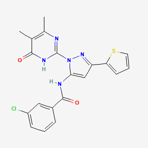 3-chloro-N-(1-(4,5-dimethyl-6-oxo-1,6-dihydropyrimidin-2-yl)-3-(thiophen-2-yl)-1H-pyrazol-5-yl)benzamide
