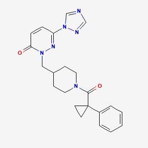 molecular formula C22H24N6O2 B2976336 2-{[1-(1-phenylcyclopropanecarbonyl)piperidin-4-yl]methyl}-6-(1H-1,2,4-triazol-1-yl)-2,3-dihydropyridazin-3-one CAS No. 2176202-23-4