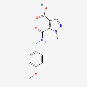 molecular formula C14H15N3O4 B2976341 5-([(4-Methoxybenzyl)amino]carbonyl)-1-methyl-1H-pyrazole-4-carboxylic acid CAS No. 1006476-87-4
