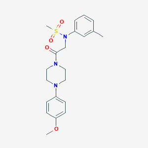 molecular formula C21H27N3O4S B297635 N-{2-[4-(4-methoxyphenyl)piperazin-1-yl]-2-oxoethyl}-N-(3-methylphenyl)methanesulfonamide 