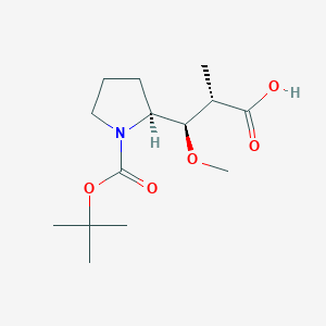 molecular formula C14H25NO5 B2976353 (2S,3R)-3-((S)-1-(tert-butoxycarbonyl)pyrrolidin-2-yl)-3-methoxy-2-methylpropanoic acid CAS No. 133164-08-6