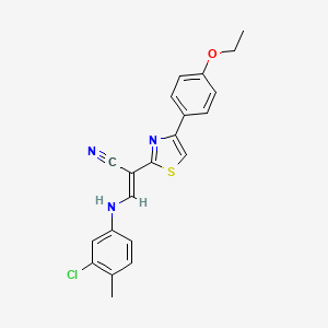 molecular formula C21H18ClN3OS B2976356 (E)-3-((3-chloro-4-methylphenyl)amino)-2-(4-(4-ethoxyphenyl)thiazol-2-yl)acrylonitrile CAS No. 477187-48-7