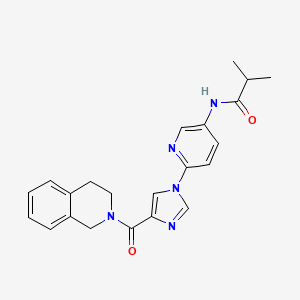 molecular formula C22H23N5O2 B2976377 N-{6-[4-(3,4-dihydroisoquinolin-2(1H)-ylcarbonyl)-1H-imidazol-1-yl]pyridin-3-yl}-2-methylpropanamide CAS No. 1251552-39-2