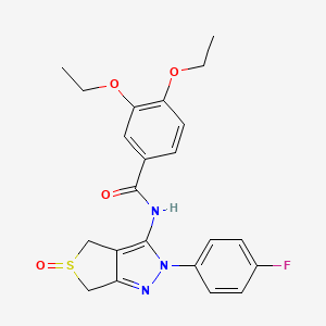 molecular formula C22H22FN3O4S B2976379 3,4-diethoxy-N-[2-(4-fluorophenyl)-5-oxo-2H,4H,6H-5lambda4-thieno[3,4-c]pyrazol-3-yl]benzamide CAS No. 958711-29-0