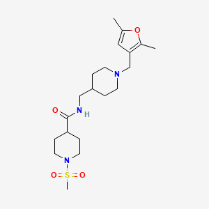 molecular formula C20H33N3O4S B2976381 N-((1-((2,5-dimethylfuran-3-yl)methyl)piperidin-4-yl)methyl)-1-(methylsulfonyl)piperidine-4-carboxamide CAS No. 1235289-95-8