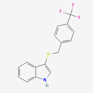 molecular formula C16H12F3NS B2976387 3-((4-(trifluoromethyl)benzyl)thio)-1H-indole CAS No. 497064-40-1