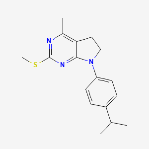 molecular formula C17H21N3S B2976391 7-(4-isopropylphenyl)-4-methyl-2-(methylsulfanyl)-6,7-dihydro-5H-pyrrolo[2,3-d]pyrimidine CAS No. 338415-89-7