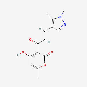 molecular formula C14H14N2O4 B2976393 (E)-3-(3-(1,5-二甲基-1H-吡唑-4-基)丙烯酰基)-4-羟基-6-甲基-2H-吡喃-2-酮 CAS No. 1006359-63-2