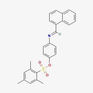 molecular formula C26H23NO3S B2976395 4-((1-萘甲亚基)氨基)苯 2,4,6-三甲基苯磺酸盐 CAS No. 329777-86-8