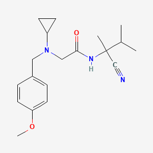 molecular formula C19H27N3O2 B2976396 N-(1-cyano-1,2-dimethylpropyl)-2-{cyclopropyl[(4-methoxyphenyl)methyl]amino}acetamide CAS No. 1324769-52-9