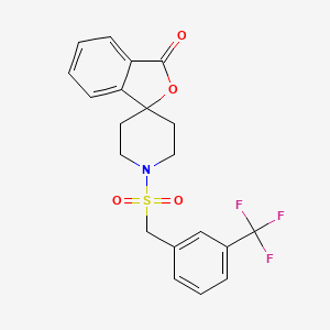 molecular formula C20H18F3NO4S B2976404 1'-((3-(trifluoromethyl)benzyl)sulfonyl)-3H-spiro[isobenzofuran-1,4'-piperidin]-3-one CAS No. 1705986-02-2